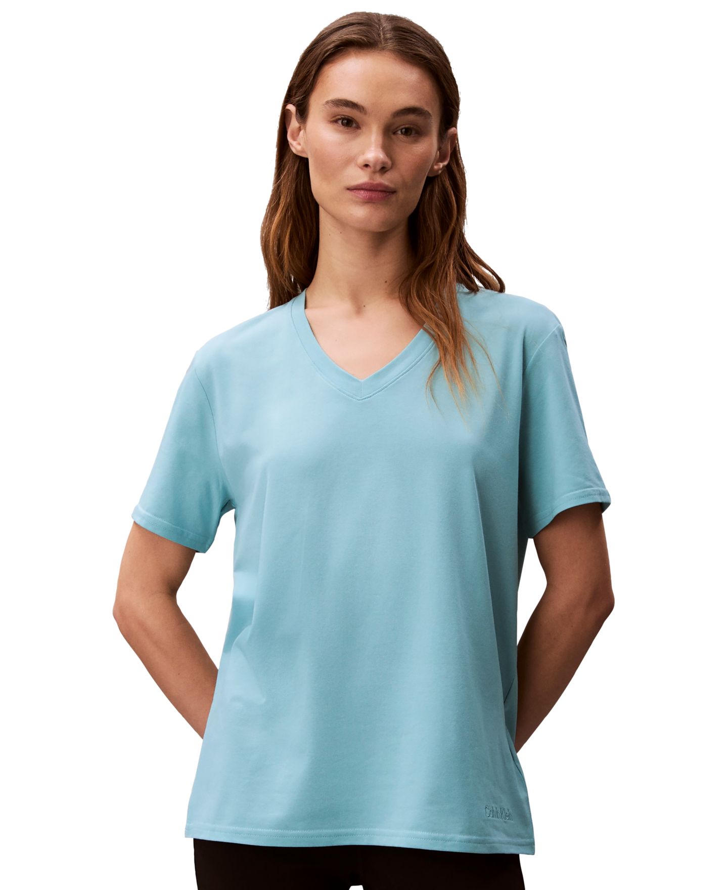 Женская футболка Calvin Klein Performance Classic-Fit V-Neck, цвет: Синий — фото 1