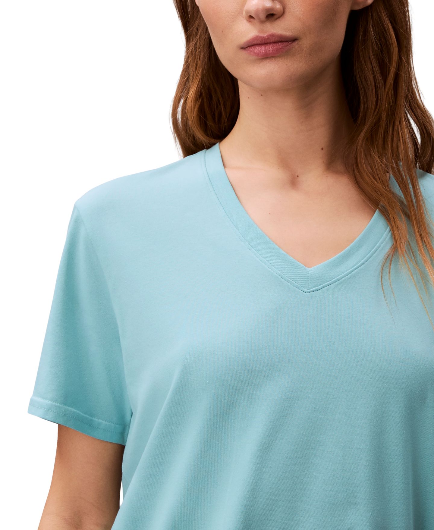 Женская футболка Calvin Klein Performance Classic-Fit V-Neck, цвет: Синий — фото 4
