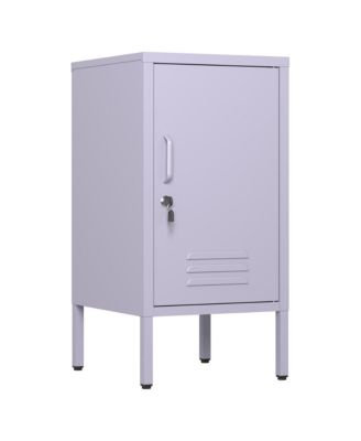 Furniture Modern Metal Bedside Locker with Lockable Door, 2 Adjustable Shelves, Easy-Assembly Storage Cabinet