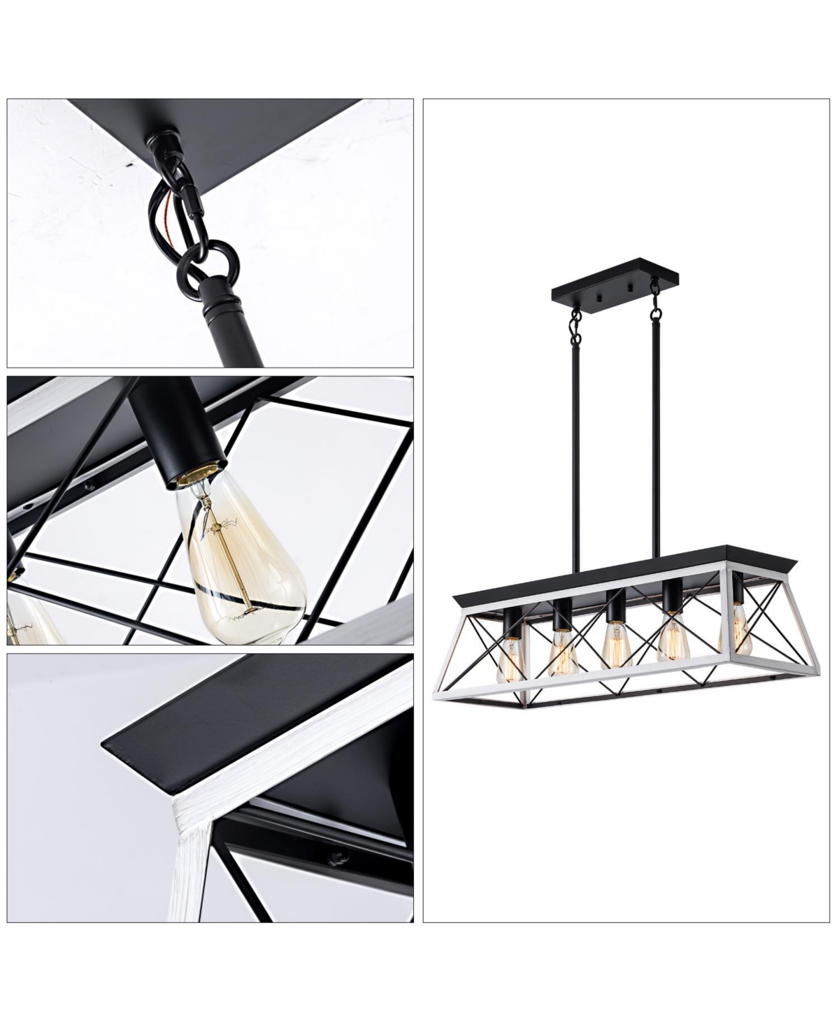 Midola 32" Industrial 5-Light Pendant Chandelier, Modern Metal Cage Design, Adjustable Hanging Light for Dining Room, Kitchen, Living Room