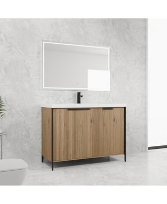 Modern Freestanding Bathroom Vanity with Resin Sink, Soft Close Door, Adjustable Shelf, Plywood Cabinet, 24/30/35/47 Inch Sizes