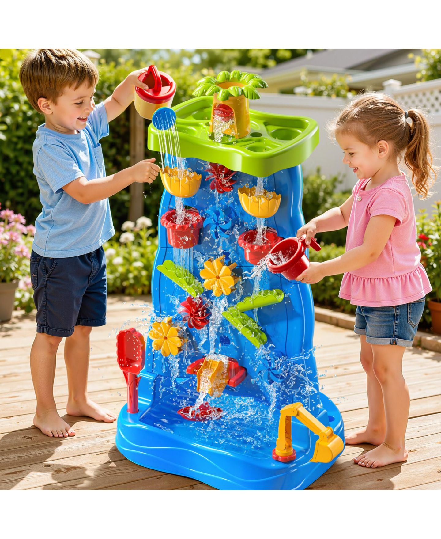 Детская игрушка GNUADZ Waterfall Water Table with Double-Sided Waterfall Wall, 32 Accessories, Ages 5-7 — фото 2