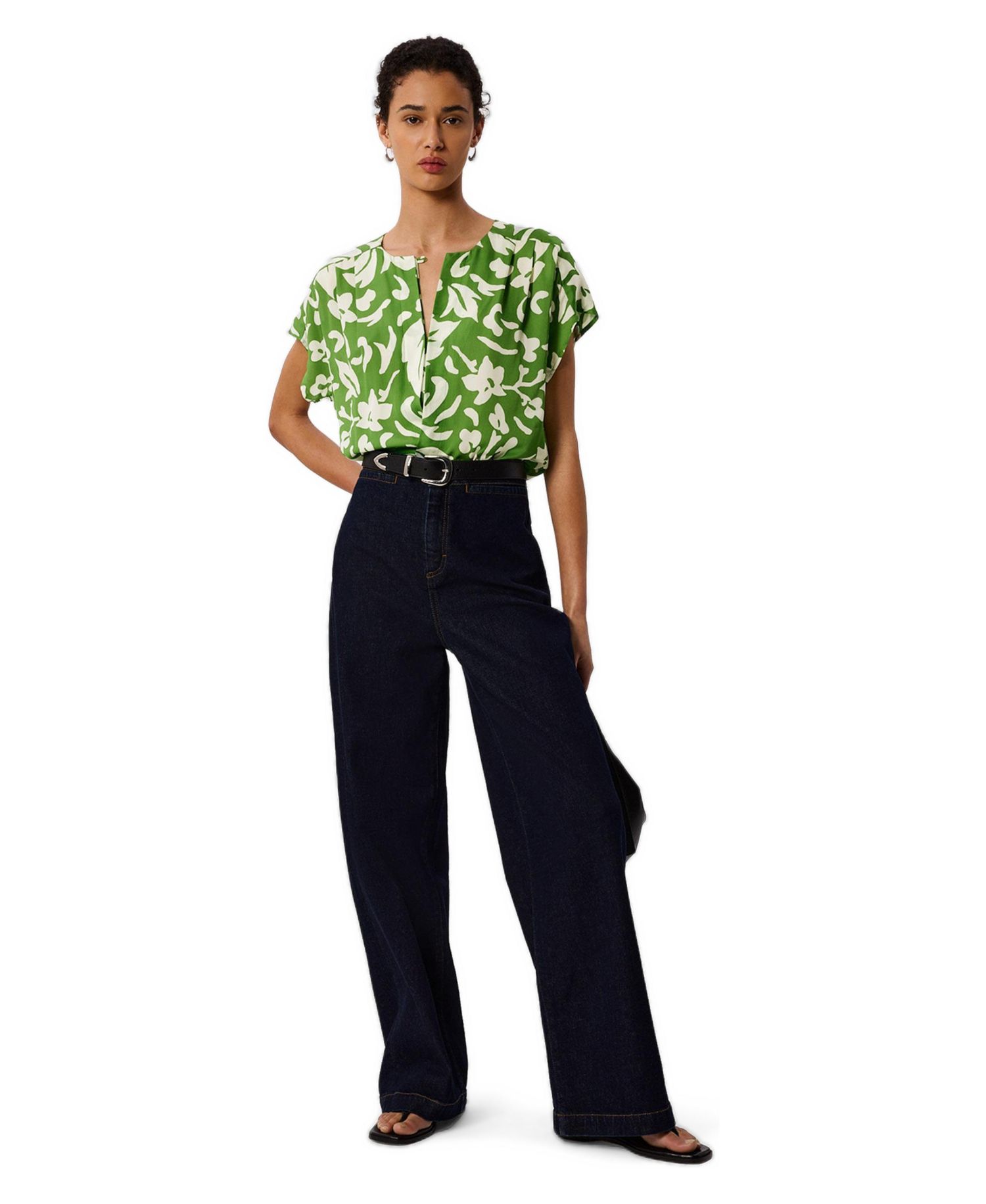 Women's Floral Keyhole Blouse