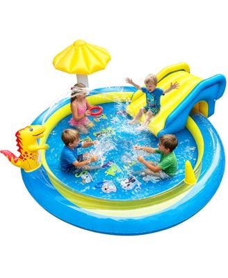 Dinosaur Inflatable Pool Slide Sprinkler Shade Water Park