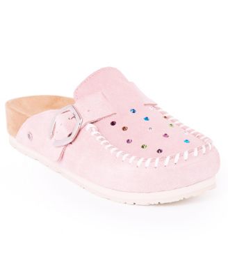 Women's Rhinestone Suede Adjustable Buckle Clogs