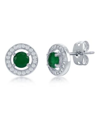 Elegant Round Halo CZ Stud Earrings