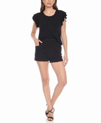 Women's Flutter-Sleeve Top and Pull-On Shorts Set