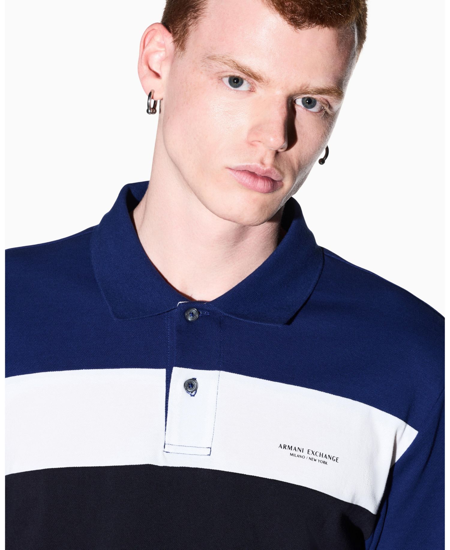 Men's Pique Color Block Polo Shirt