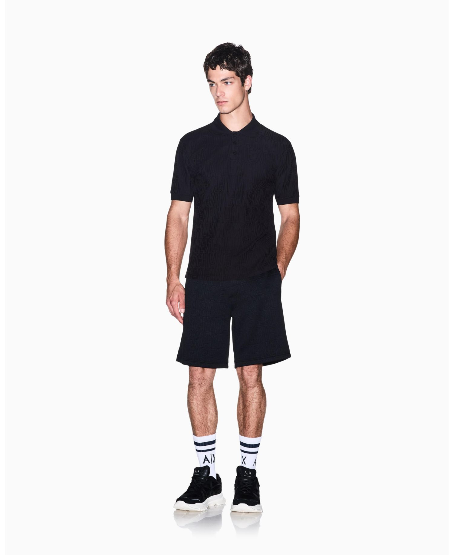Men's Mercerized Jacquard Cotton All Over Logo Polo Shirt