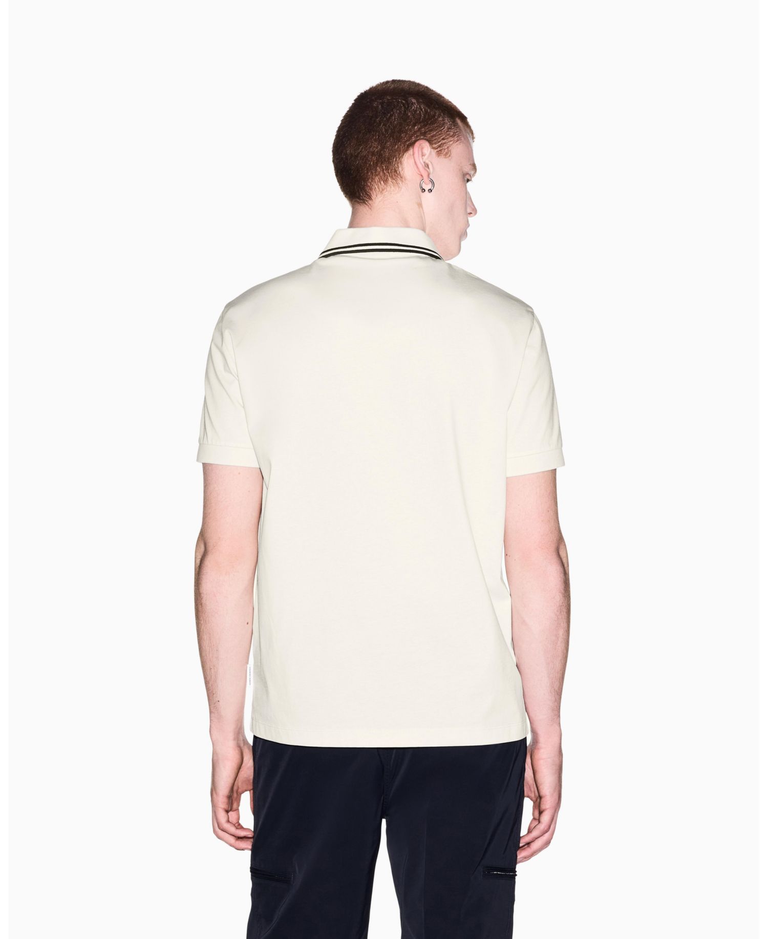 Men's Mercerized Tipping Johnny Collar Polo Shirt