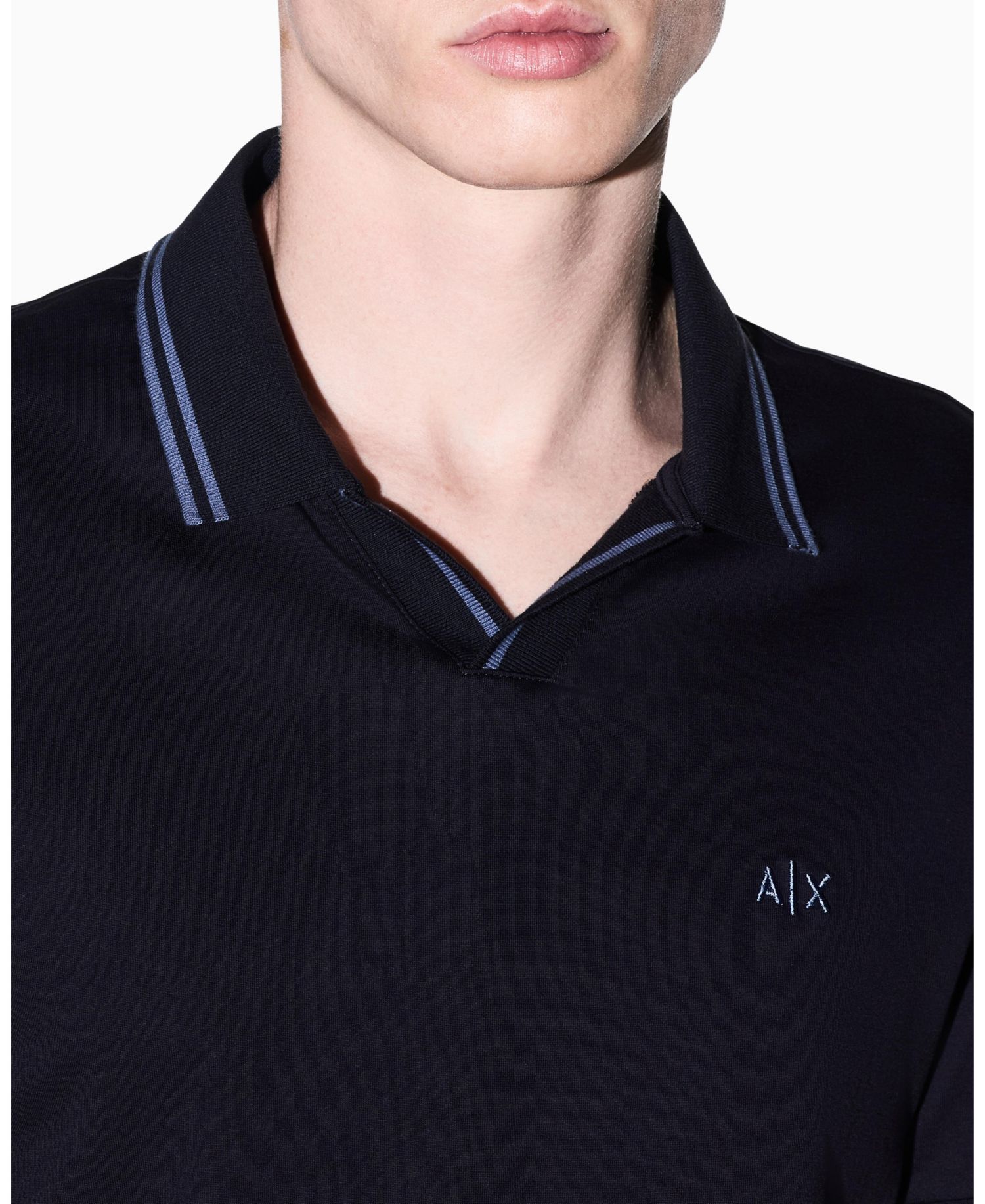 Men's Mercerized Tipping Johnny Collar Polo Shirt