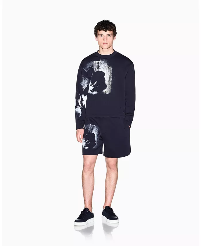 Men's Exposed Flower Bonded Cotton Crewneck Sweatshirt
