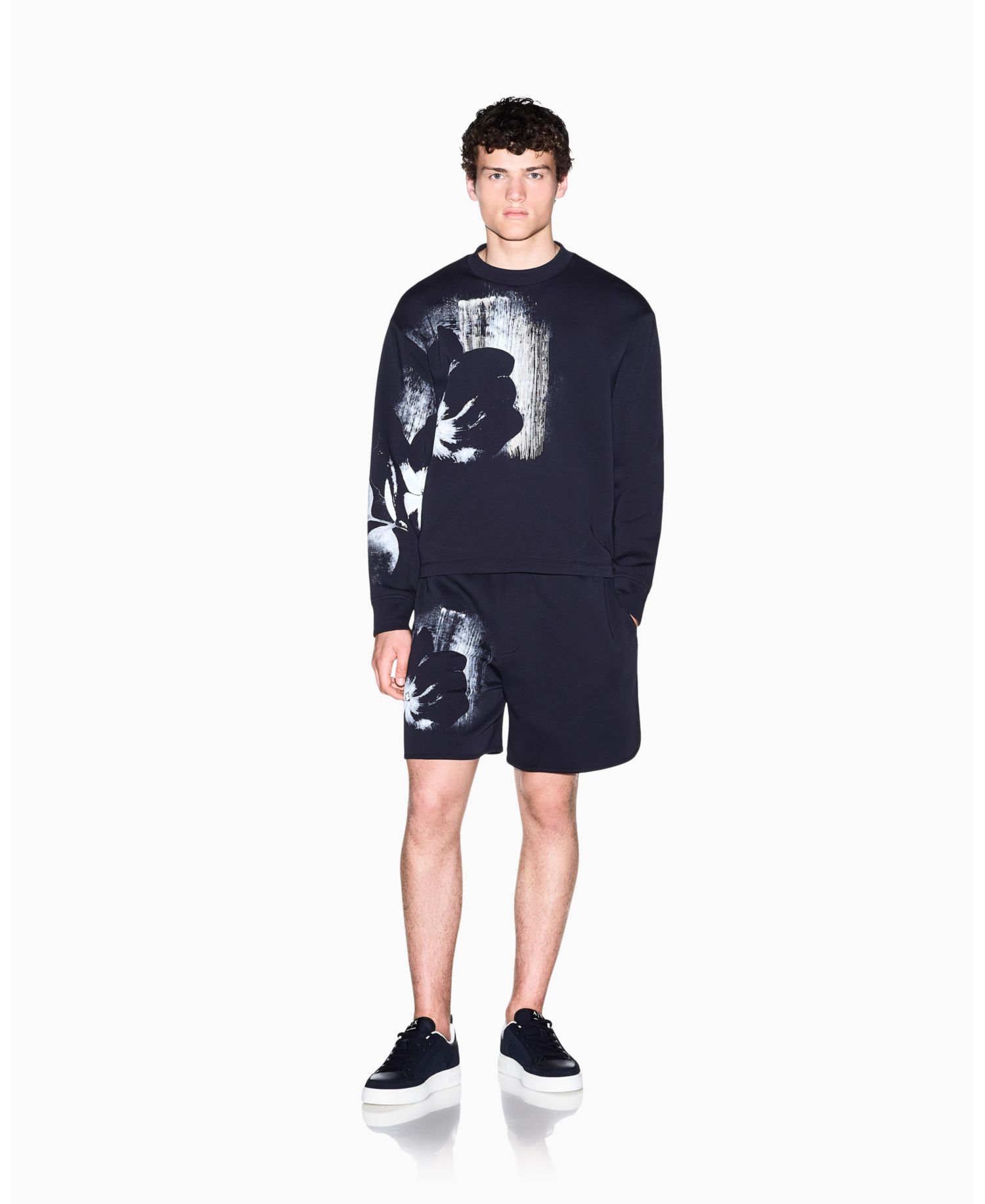 Men's Exposed Flower Bonded Cotton Crewneck Sweatshirt