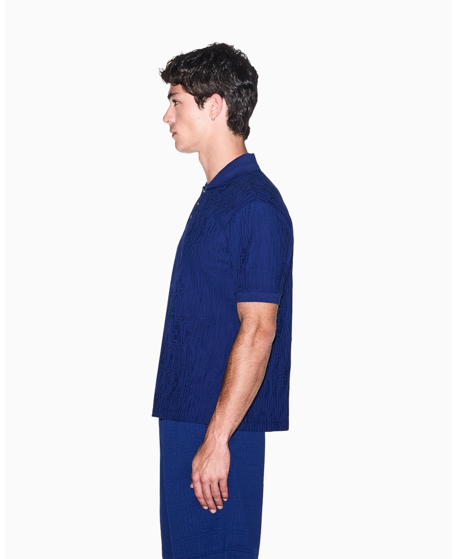 Men's Mercerized Jacquard Cotton All Over Logo Polo Shirt
