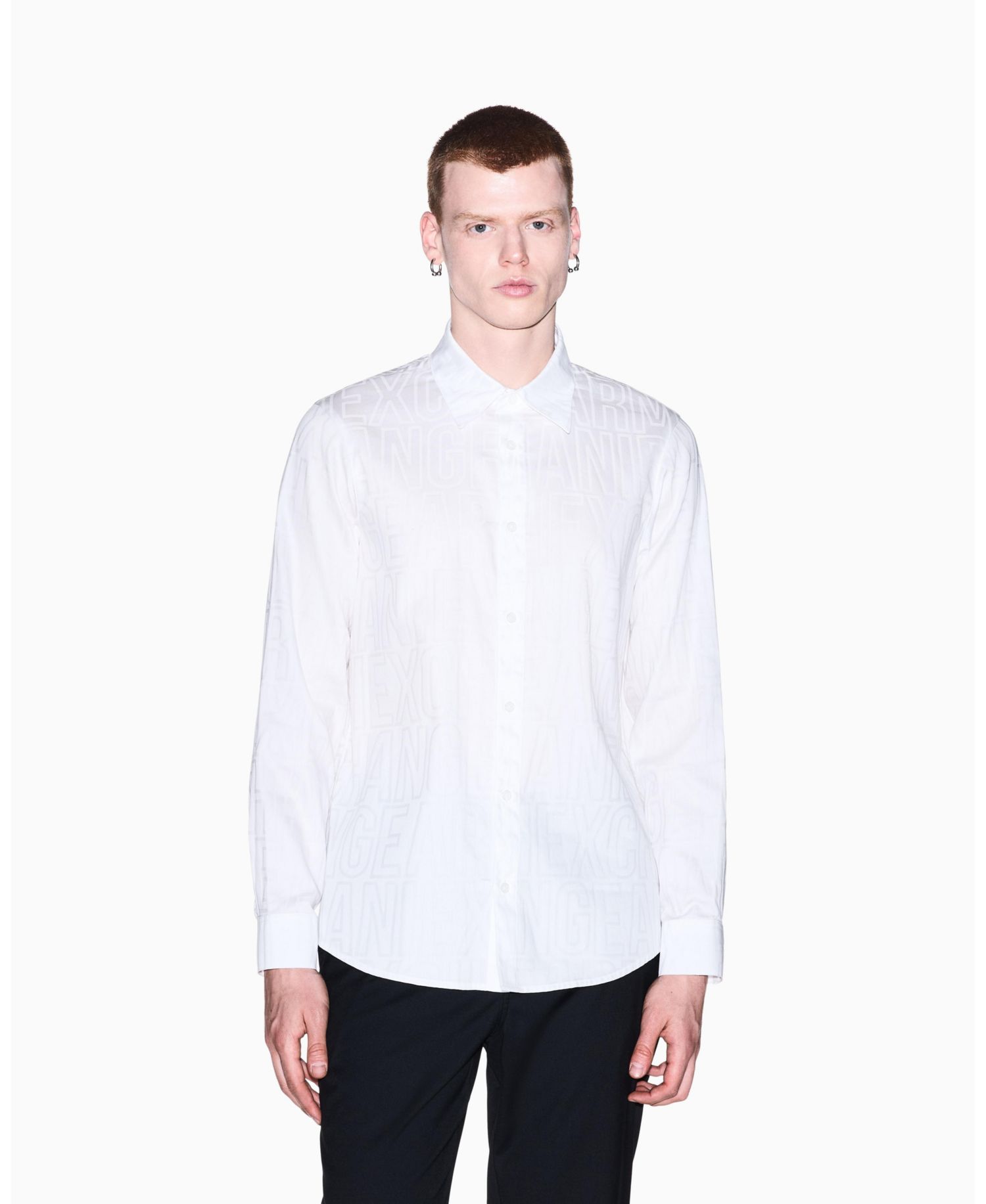 Men's Cotton Jacquard All Over Logo Woven Shirt