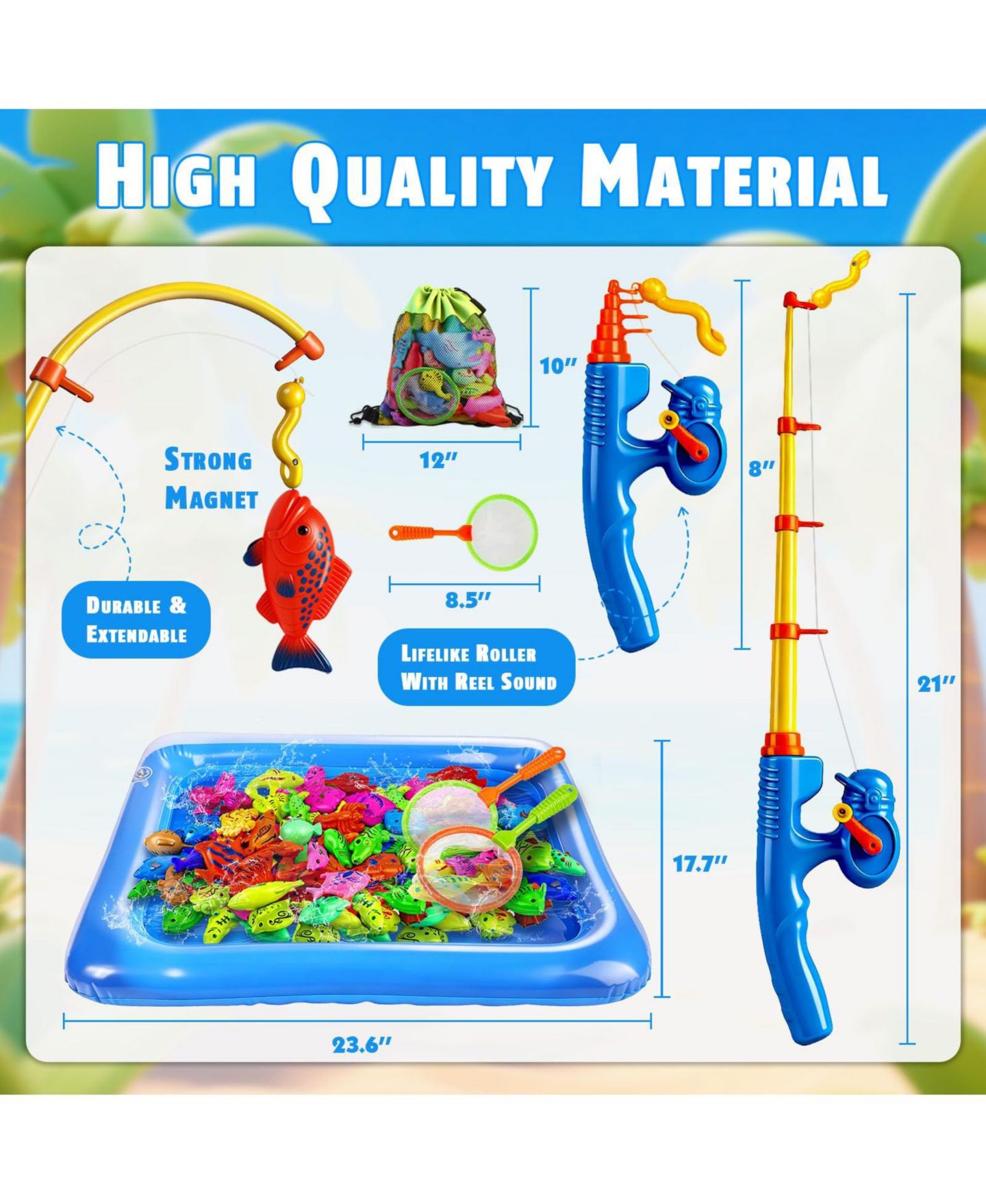 Детские игрушки GNUADZ Magnetic Fishing Game Set, 20-Piece, Ages 3+ — фото 3
