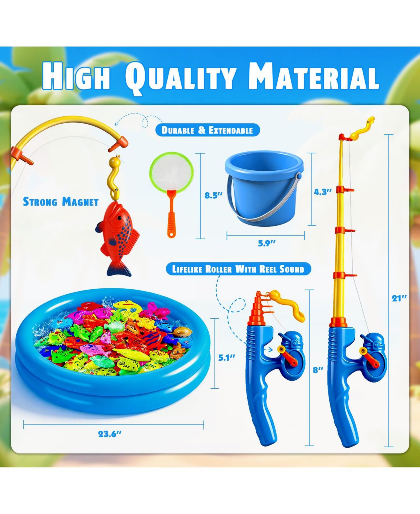 Детская игрушка GNUADZ 51 Fishes Fishing Game Water Table, Ages 3-7, цвет: Разноцветный — фото 3