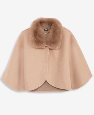 Women's Faux-Fur-Collar Cropped Cape