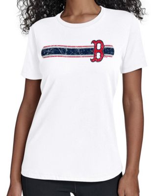 Women's White Boston Red Sox Team Stripe T-Shirt
