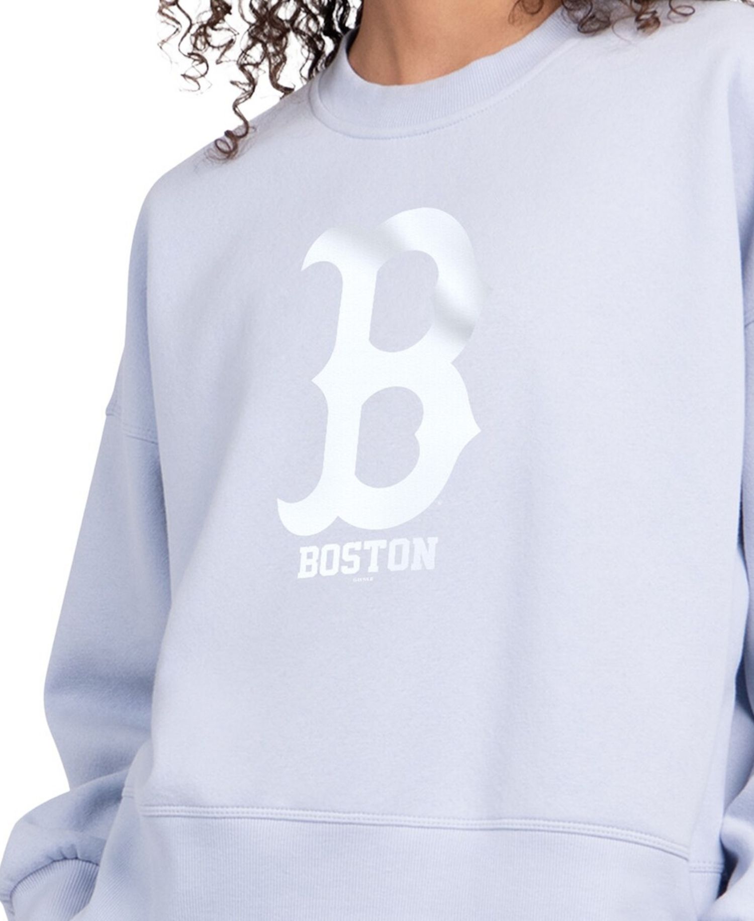 Women's Light Blue Boston Red Sox Pastels Boxy Fleece Sweatshirt