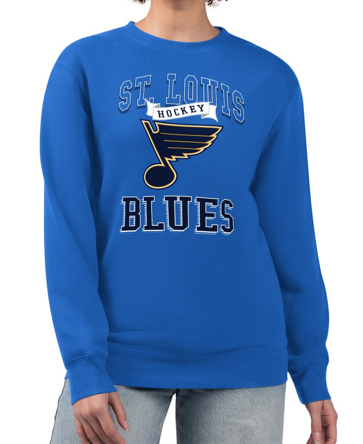 G-iii 4Her by Carl Banks Women's Blue St. Louis Blues Team Logo Tri-Blend Fleece Pullover Sweatshirt
