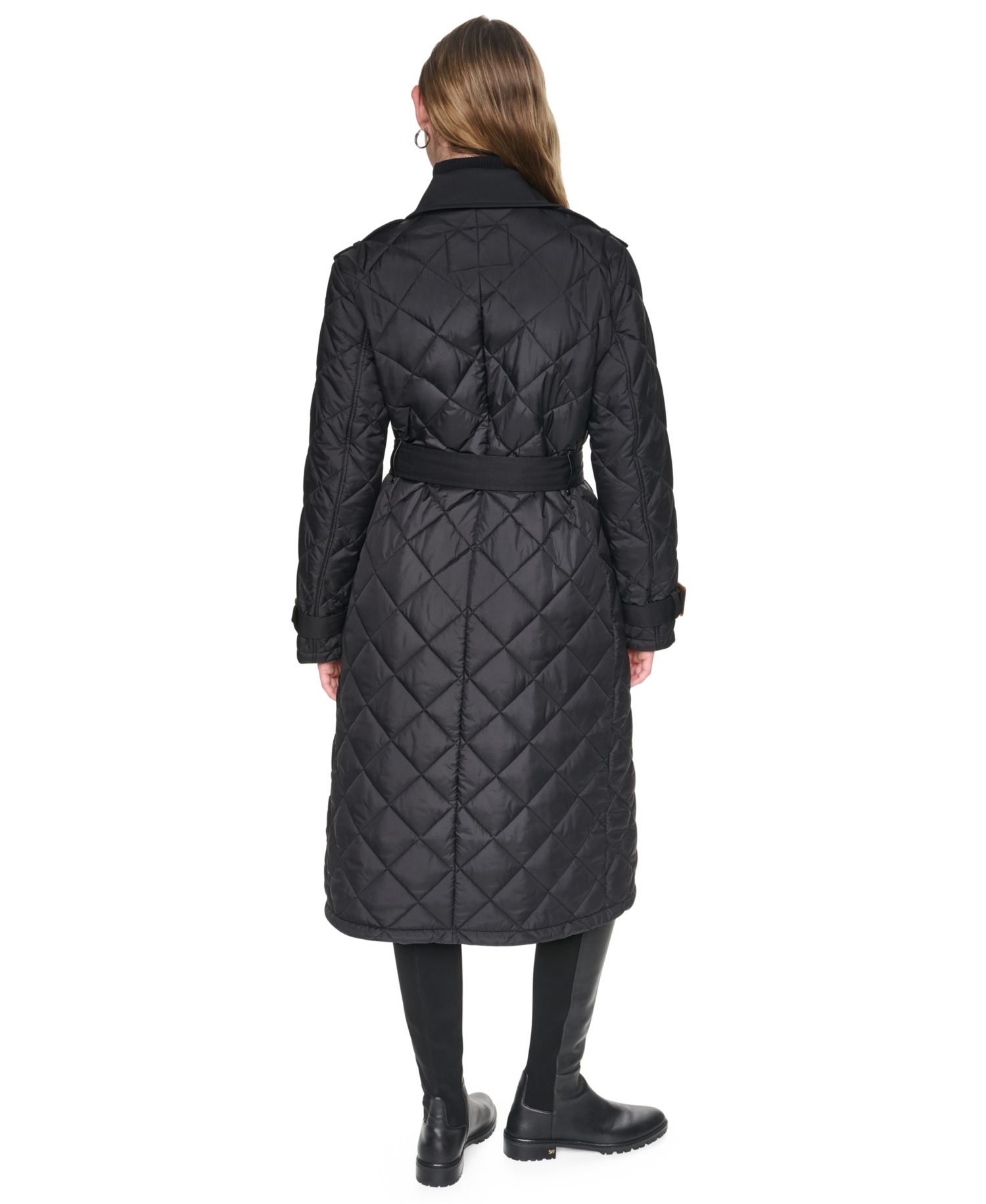 Women's Belted Quilted Trench Coat