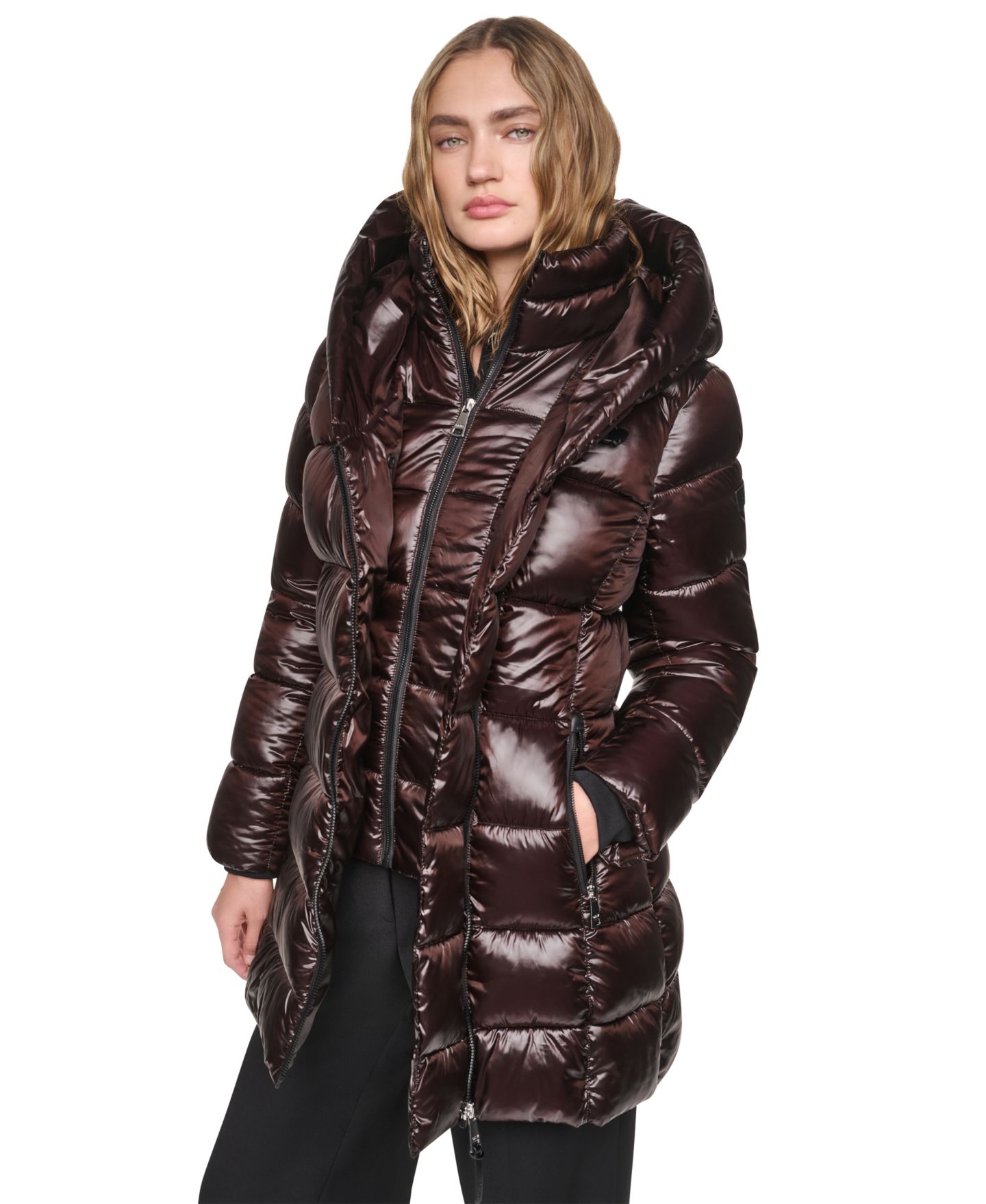 Женская куртка DKNY Pearlized Hooded Walker with Bib, цвет: Bitter — фото 4