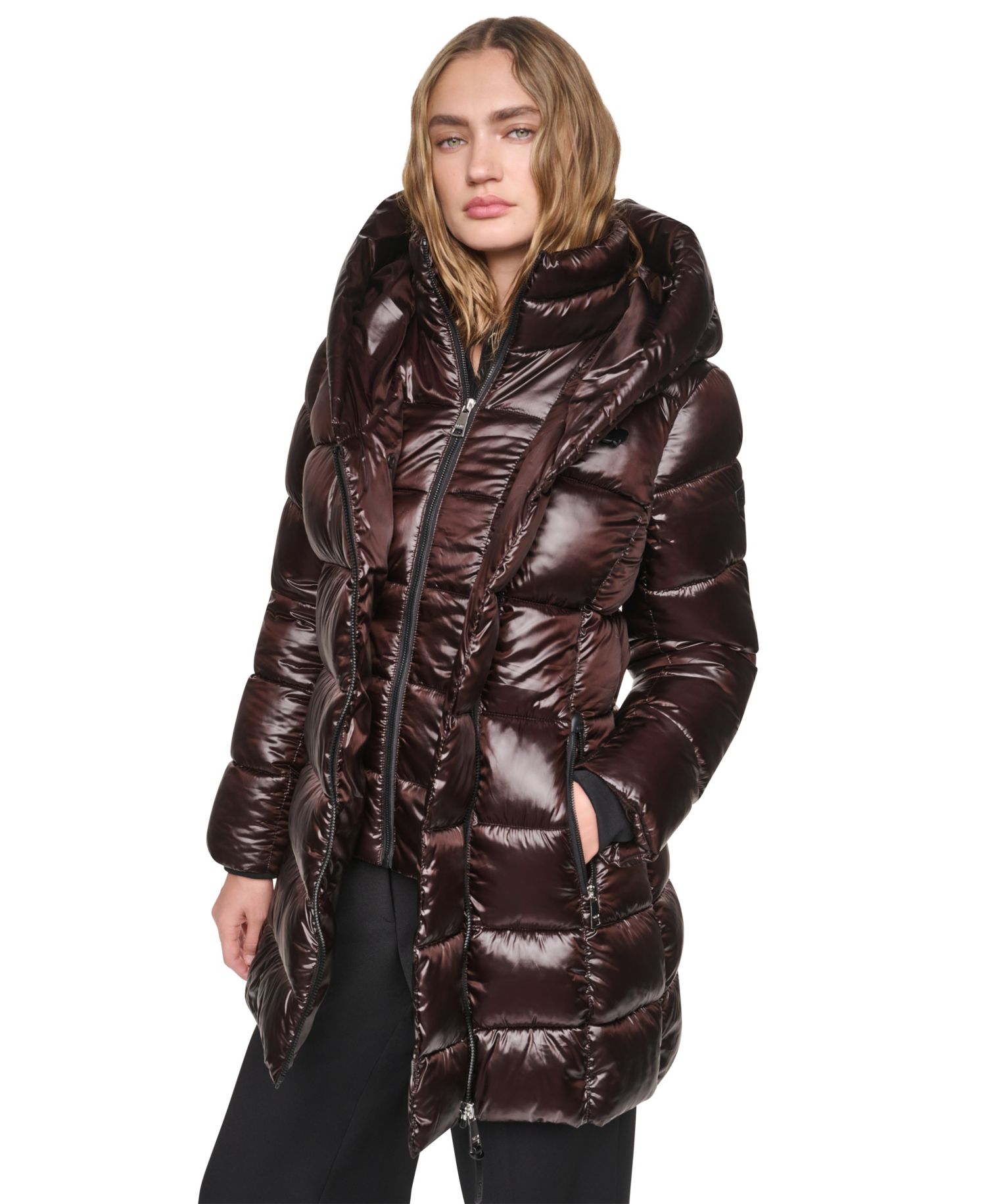 Women's Pearlized Hooded Walker with Bib Coat