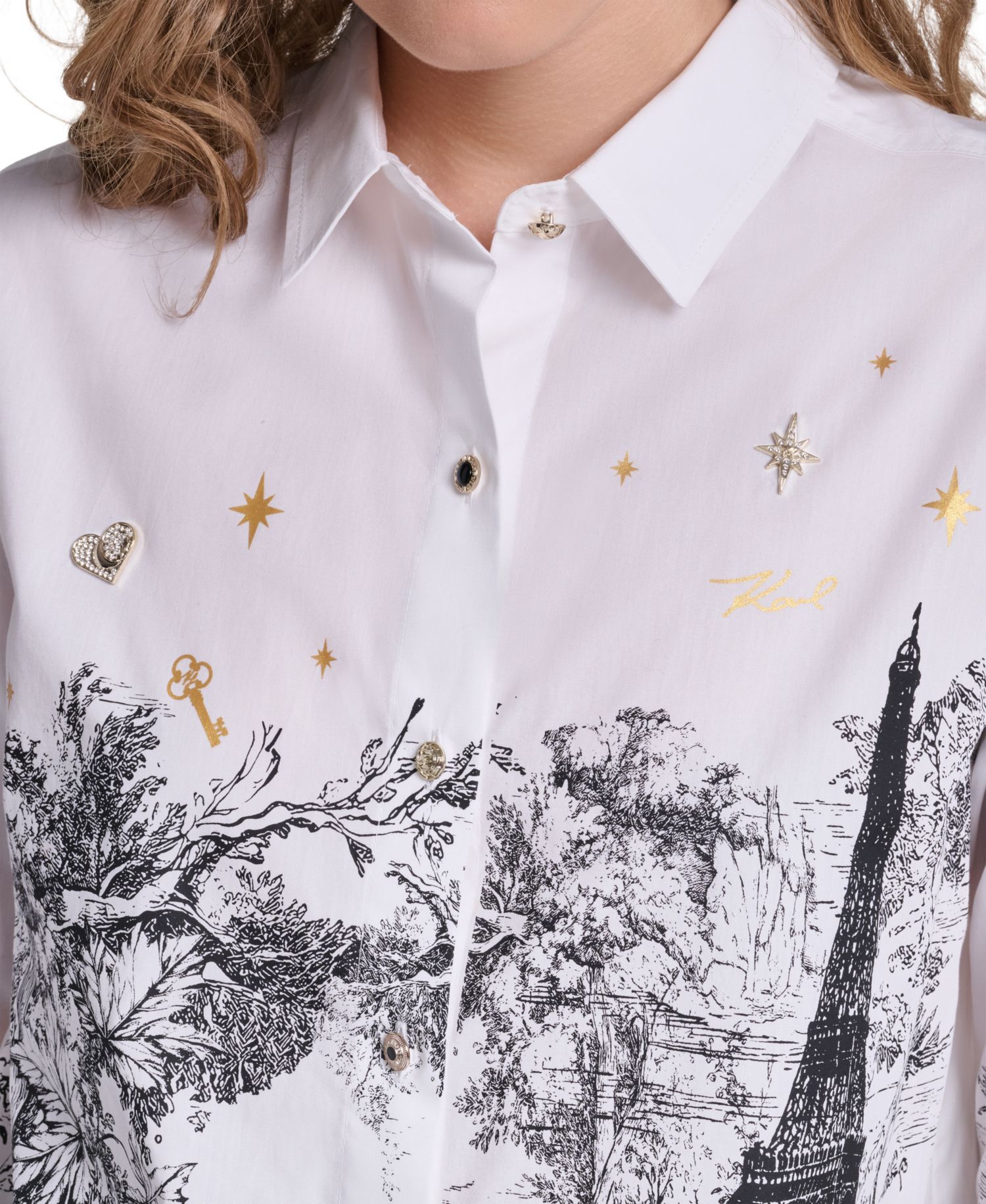 Petite Parisian Graphics Long-Sleeve Shirt
