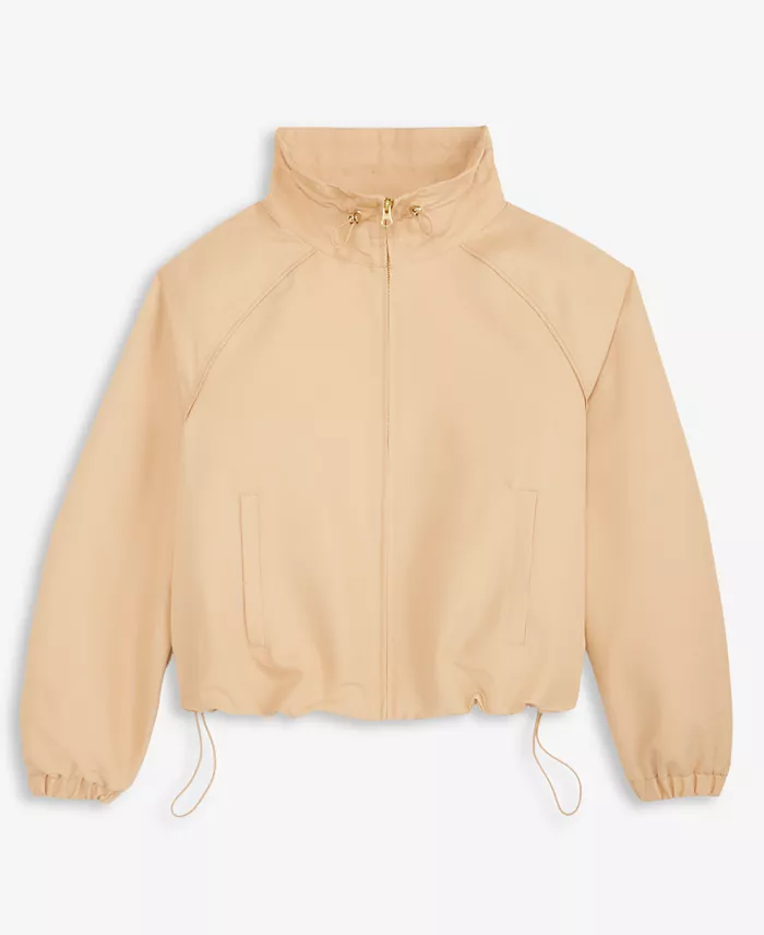 Women's Funnel-neck Ruched-Sleeve Bubble Hem Jacket - thumbnail 6