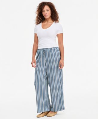 Women's Jennifer Striped High-Rise Wide-Leg Pants