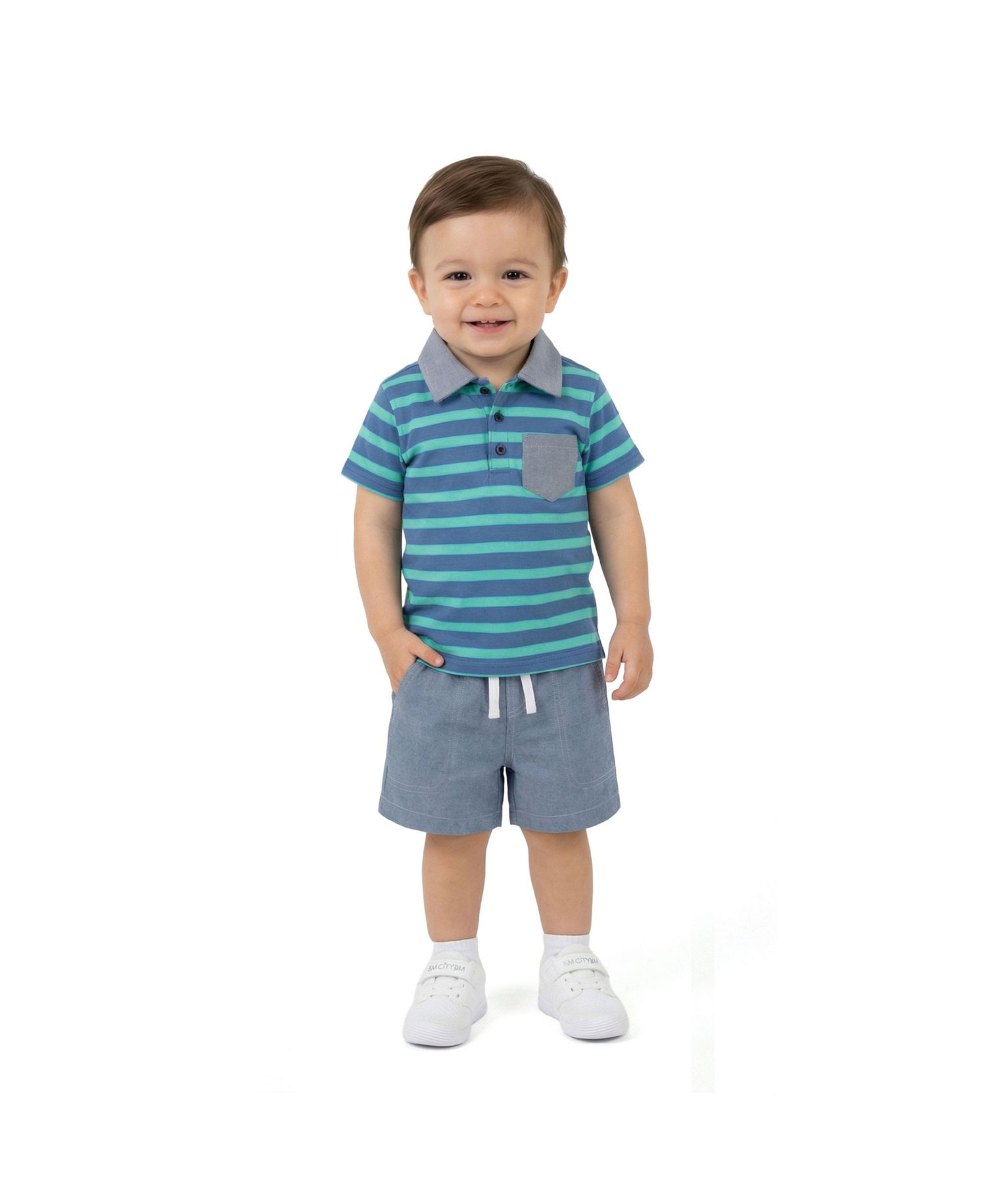 Baby Boys Stripe Pique Polo Set