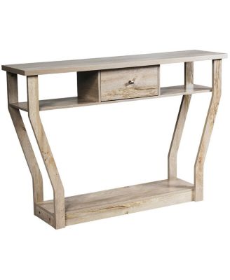 Modern Sofa Accent Table with Storage Drawer and 3-Tier Display Shelf, 47 x 12 in