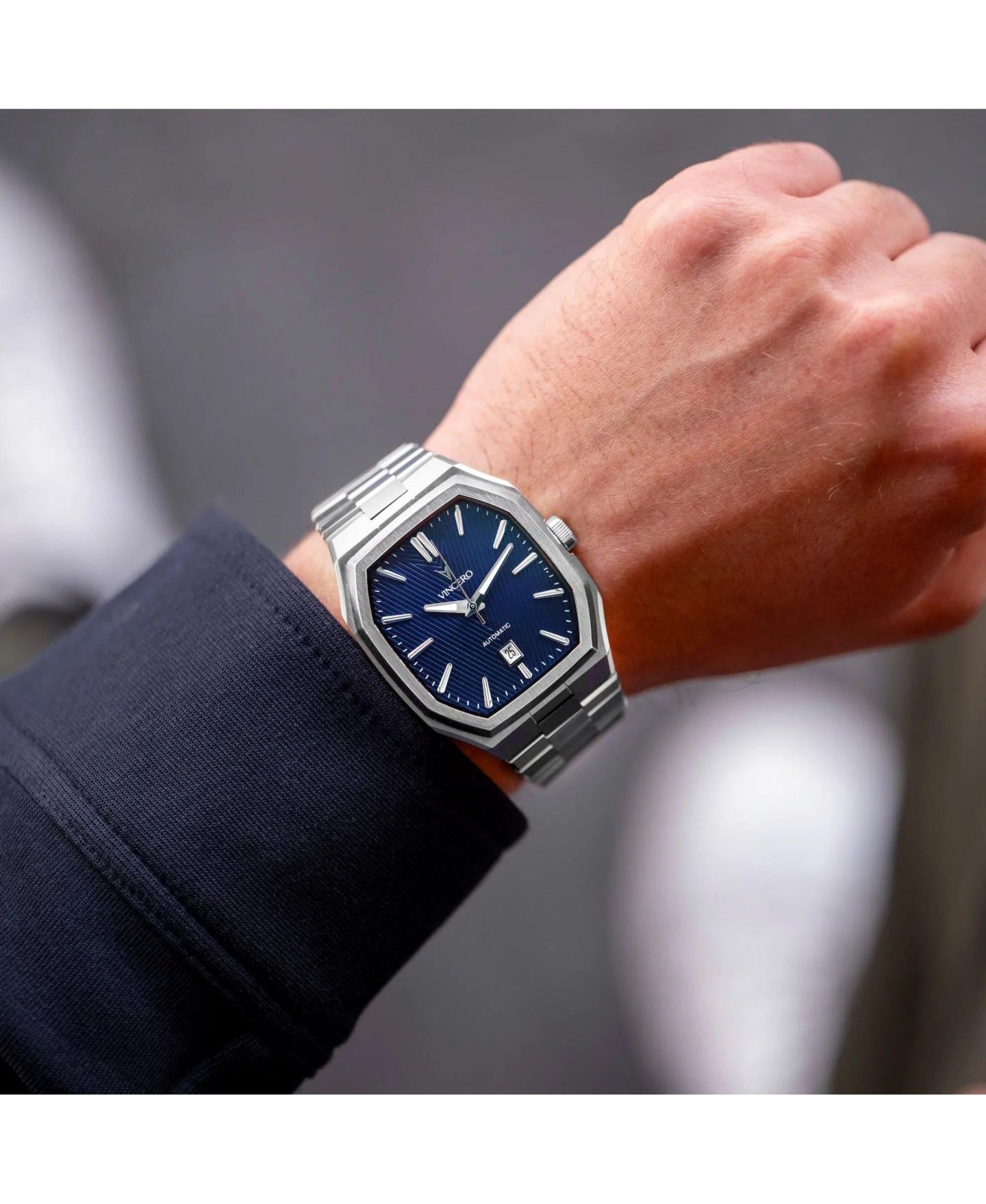 Мужские часы Vincero Inception Automatic Watch 38mm Stainless Steel, цвет: Синий — фото 8