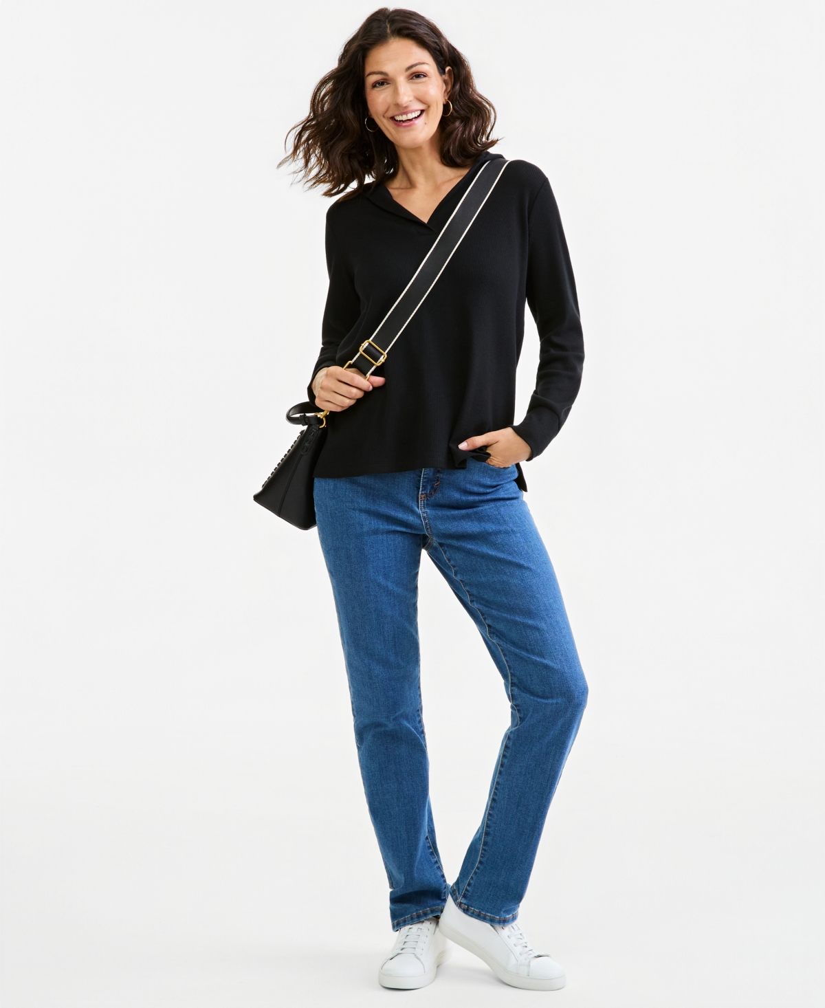 Style & Co Women's Waffle-Knit Relaxed-Fit Hoodie, Macy's Exclusive