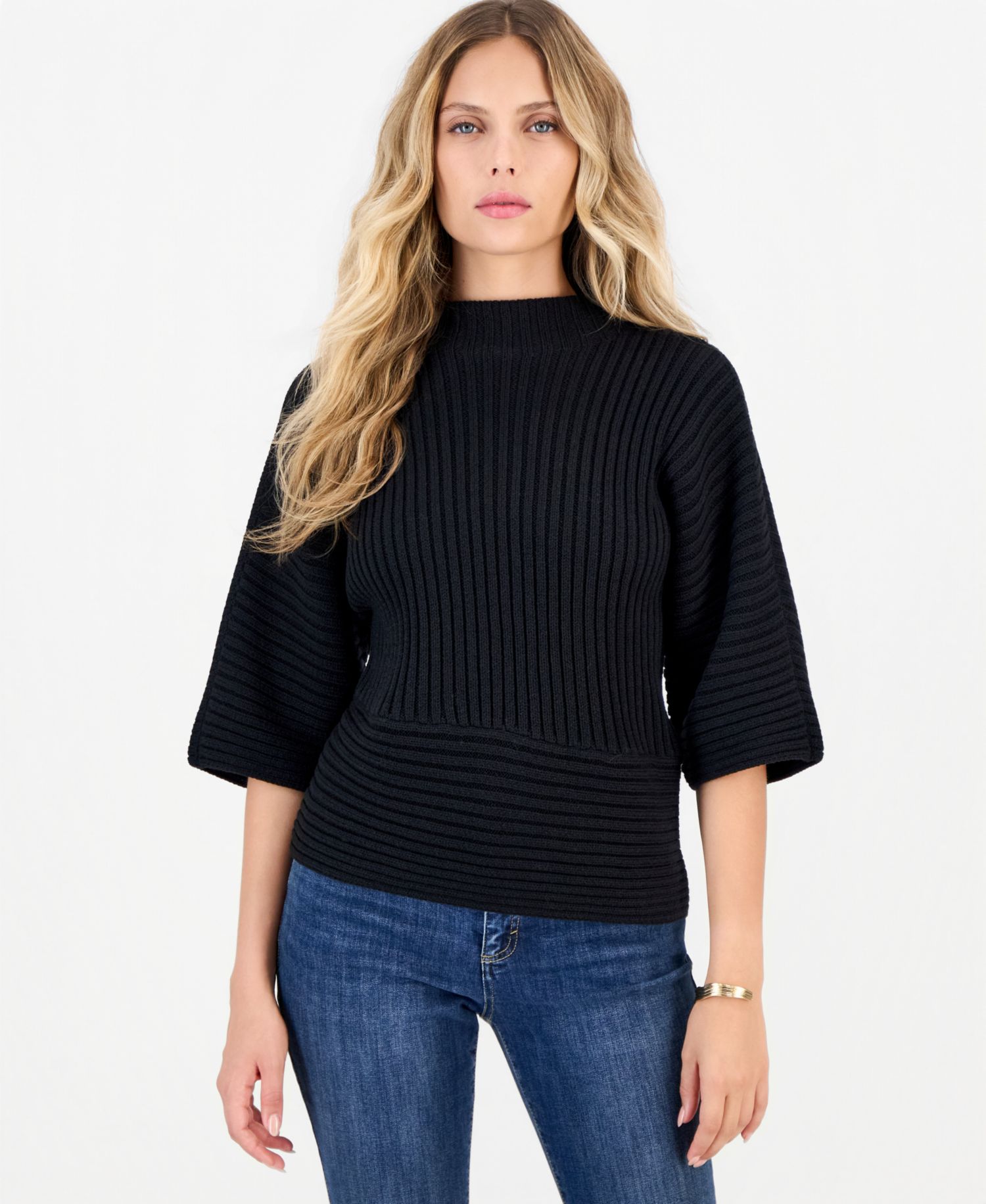 Petite Asymmetrical Mock-Neck Pullover
