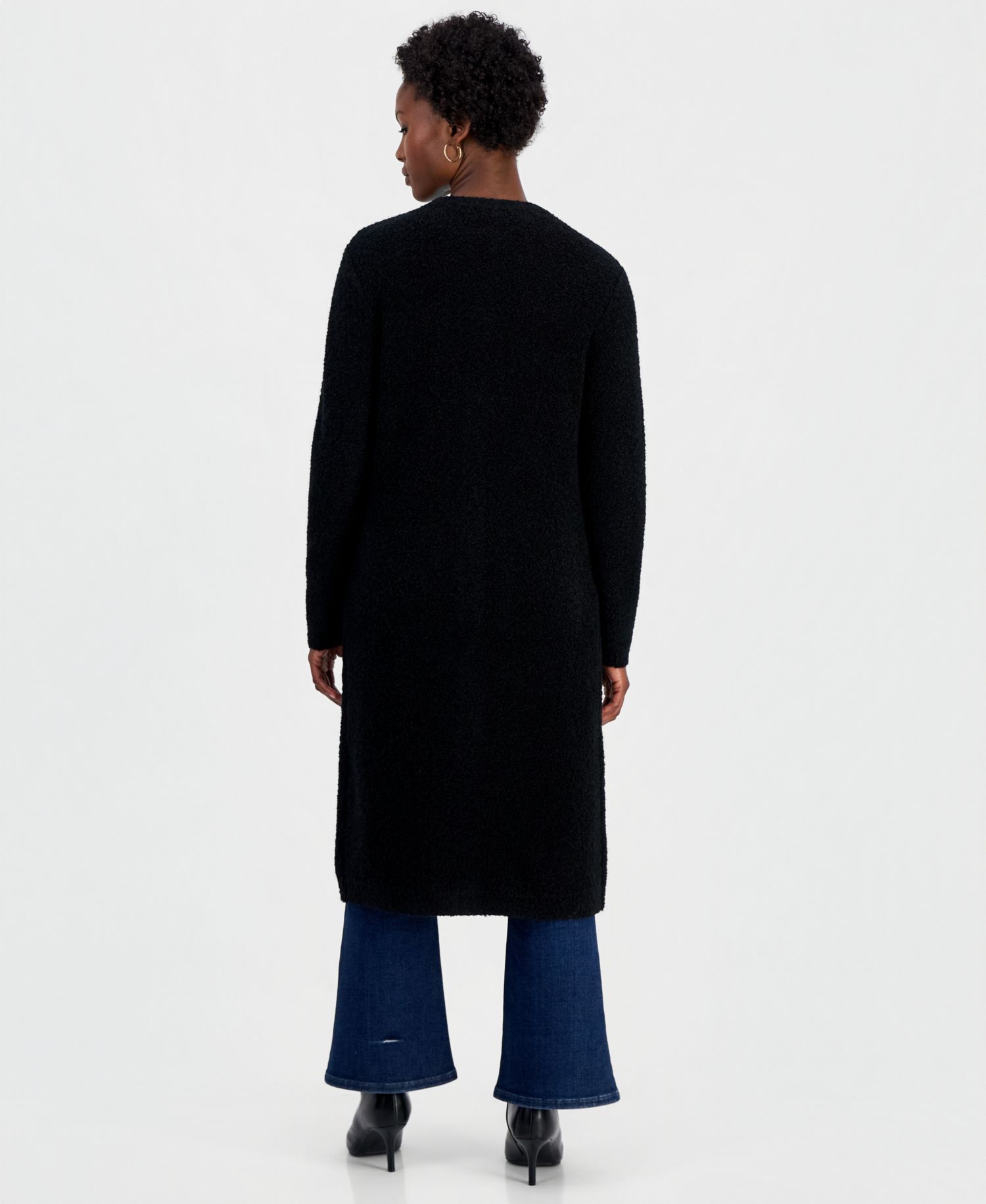 Petite Long Boucl&eacute; Duster Cardigan