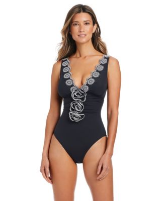 Women's Shirred Eyelet One-Piece Swimsuit