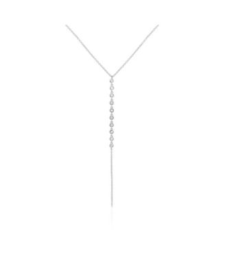 Lariat Bezel CZ Necklace Sterling Silver