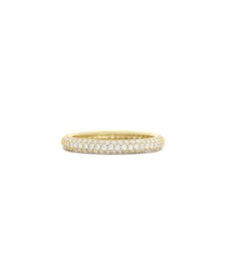 Triple Row CZ Band 14K Gold Plated Sterling Silver