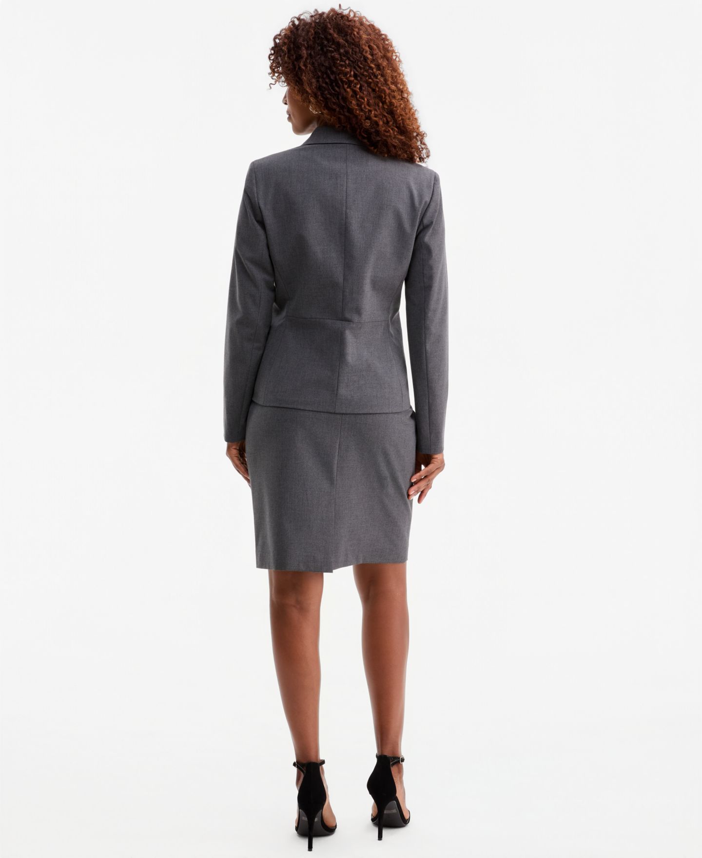 Женские комплекты Kasper Machine Washable Two-Button Jacket, Sleeveless Tie-Neck Top & Back-Zipper Pencil Skirt, цвет: Чёрный, вариант 1 — фото 3