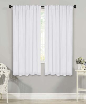 Solid Machine Washable Room Darkening Curtains with Back Tabs, Set of 2