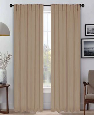 Solid Machine Washable Room Darkening Blackout Curtains with Back Tabs
