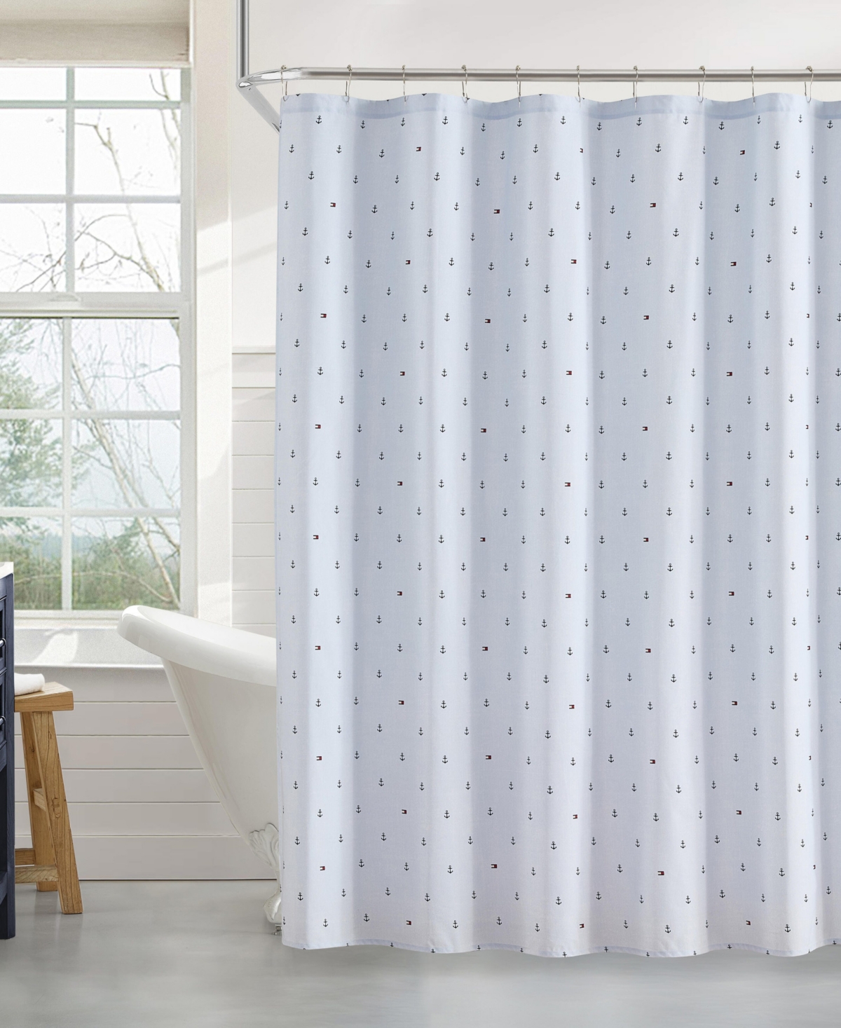 Tommy Hilfiger Anchor And Flag Printed Shower Curtain, 72" x 72"