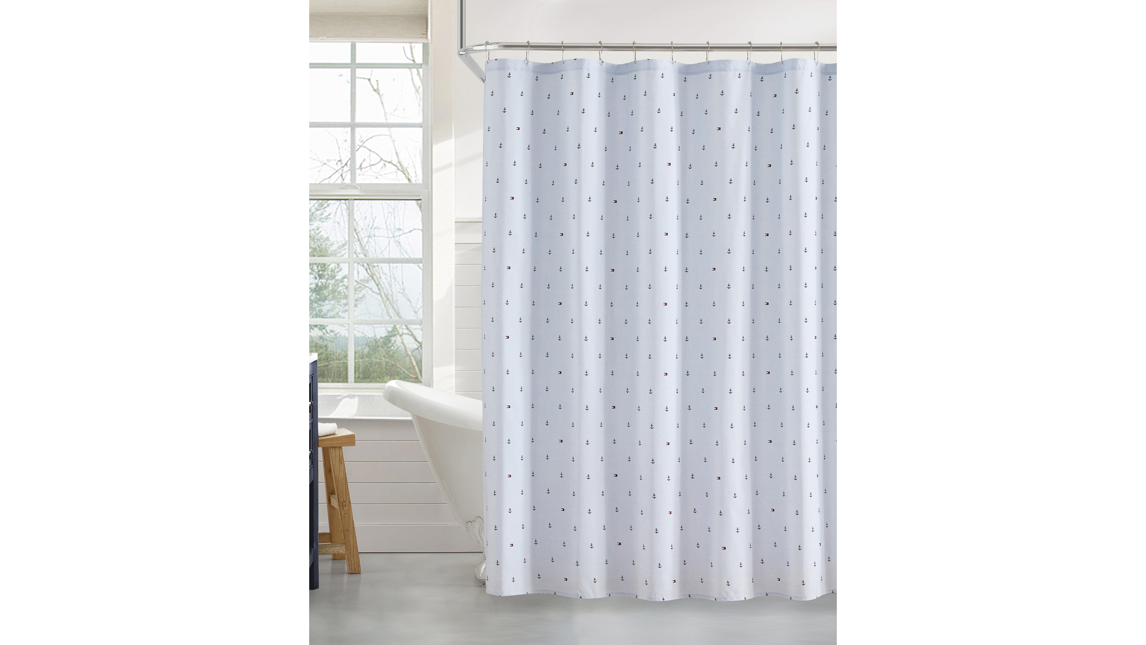 Tommy Hilfiger Anchor And Flag Printed Shower Curtain, 72" x 72"