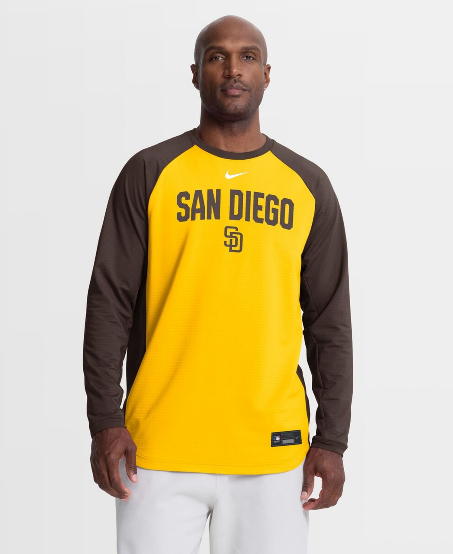 Men's Gold San Diego Padres Authentic Collection Raglan Dri-FIT Sweatshirt