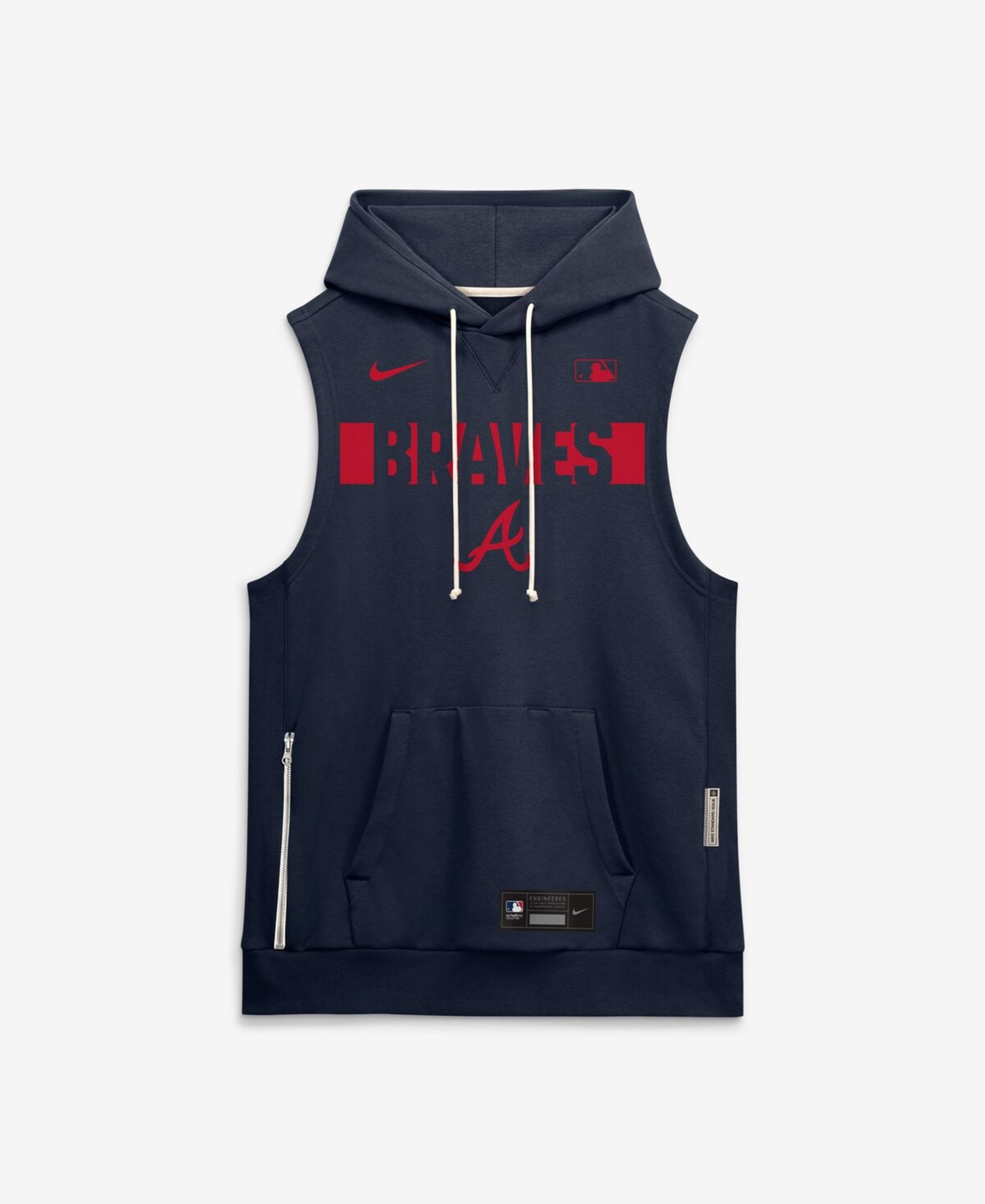 Men's Navy Atlanta Braves Authentic Collection Standard Issue Dri-FIT Sleeveless Hoodie