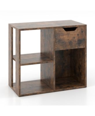 Wooden 3-Cube Storage Bookcase with Drawer and 2-Tier Design