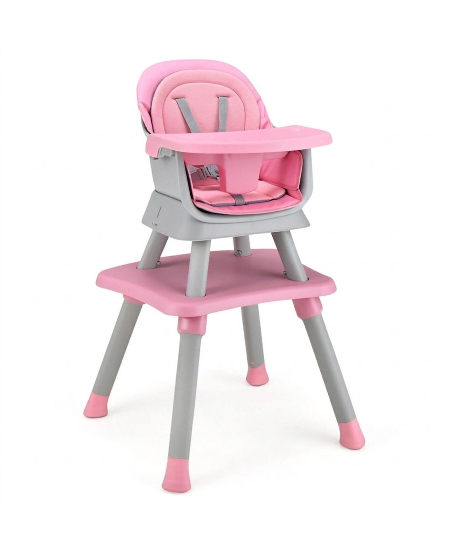 Toddler 6 in 1 Convertible High Chair with Adjustable Removable Tray and Booster