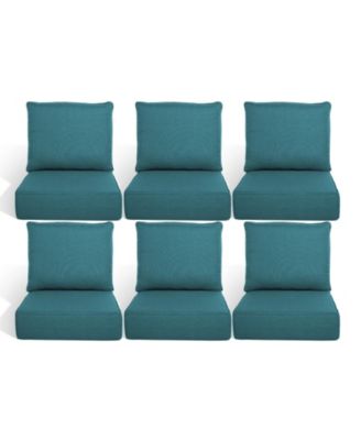 6 Pack Outdoor Deep Seat Cushion Set, 6-inch Thicked Waterproof Patio Furniture Cushions with Removable Cover, 8 Colors